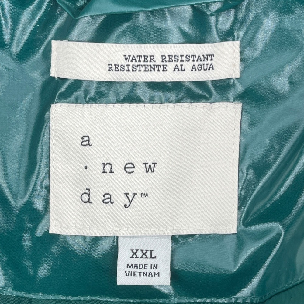 A New Day Green Glossy Longline Puffer Coat Water Resistant XXL VN1119796 - Picture 5 of 8